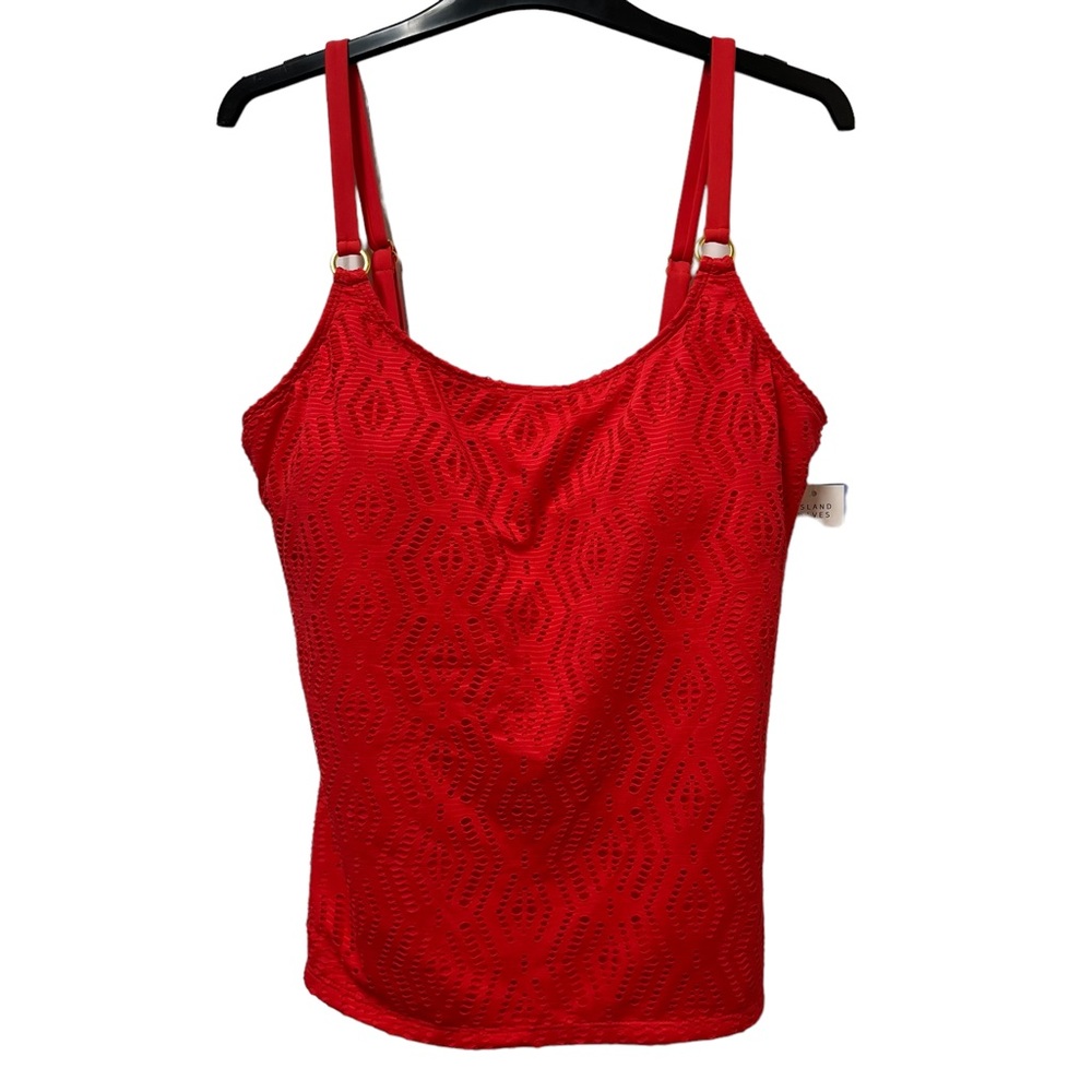 Island Waves Coral Diamond Texture Tankini Top Size 12 NWT